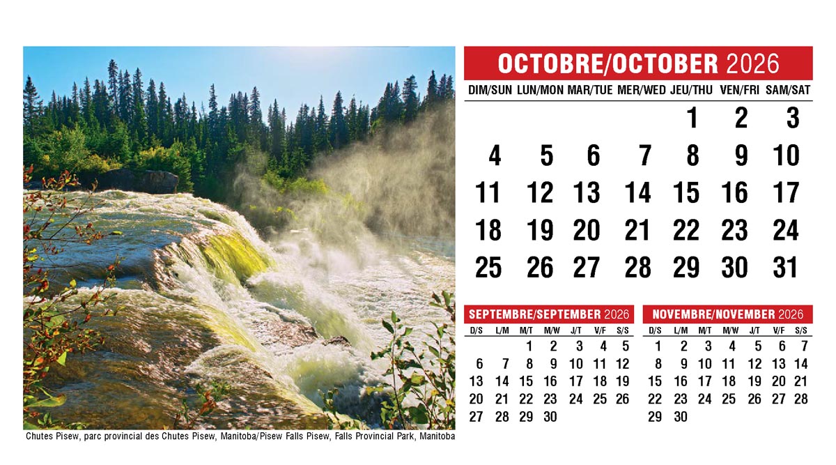 Galleria Canadian Scenes( ENG/Fr) Promotional Desk Calendar- 2026